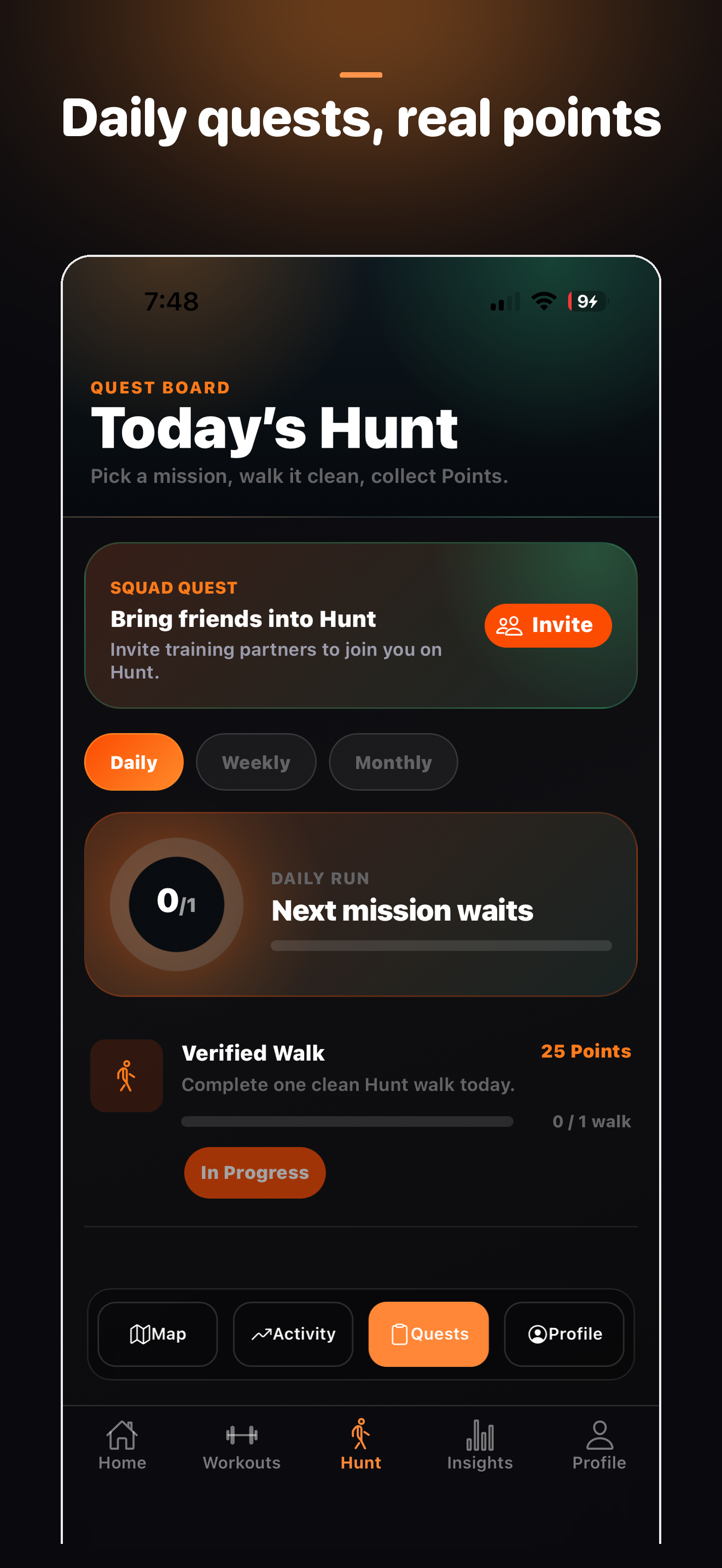 Liftz Hunt quest board screen