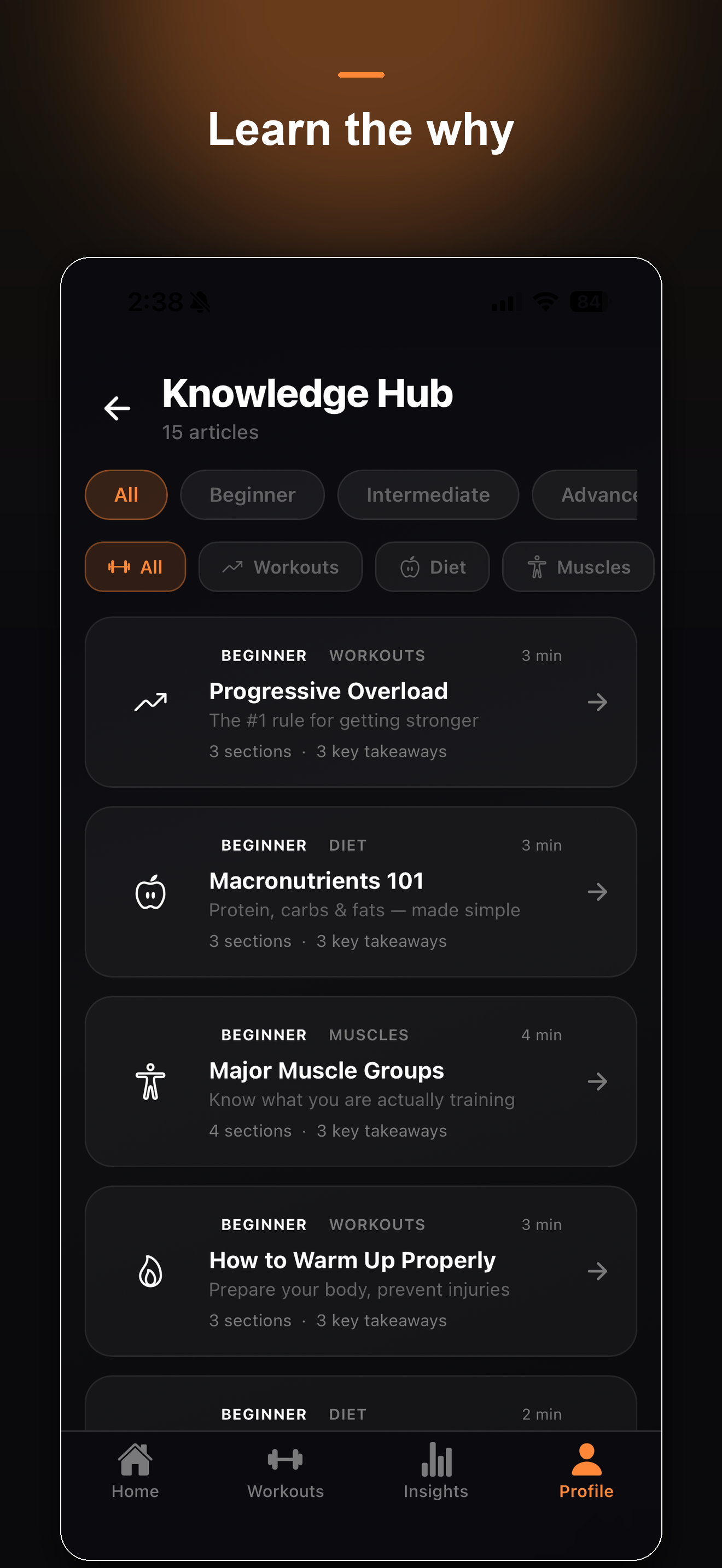 Liftz knowledge hub screen